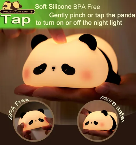Vista 3 de DREAMING MY DREAM Linda Luz Nocturna de Panda, Lámpara Nocturna LED Suave de Animales Novedosa, Luz Nocturna de Guardería Regulable de 3 Niveles