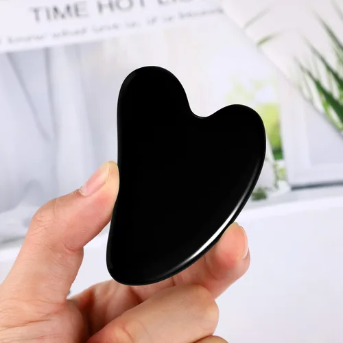 Vista 5 de rosenice Gua Sha - Herramientas faciales de guasha negra, piedra de jade Gua Sha para el cuidado de la piel facial, tensiones corporales faciales