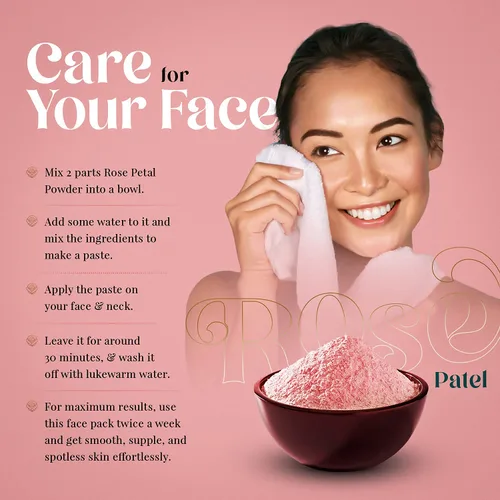 Vista 3 de Polvo de pétalos de rosa para formulación de mascarilla facial/capilar, piel 100% orgánica 3.53 oz (3.53 onzas) Henna Cosmetics