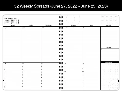 Vista 5 de Agenda minimalista fechada Descripción general del calendario mensual de 12, listas de tareas, planificación semanal y diaria (8.5 x 11 pulgadas)
