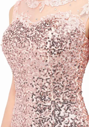 Vista 6 de Vestido de noche de lentejuelas para baile de graduación, sirena con hombros descubiertos, cuello transparente, largo, vestido de fiesta formal