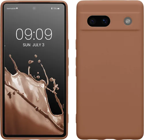 Vista 10 de kwmobile Funda compatible con Google Pixel 7a - Funda protectora delgada de TPU para teléfono - Acabado mate suave - Gris pardo