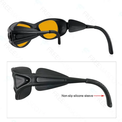 Vista 2 de FreeMascot Nuevo profesional OD 6+ 190nm-490nm longitud de onda UV luz/violeta y azul láser gafas de seguridad para láser 405nm, 445nm, 450nm, 473nm