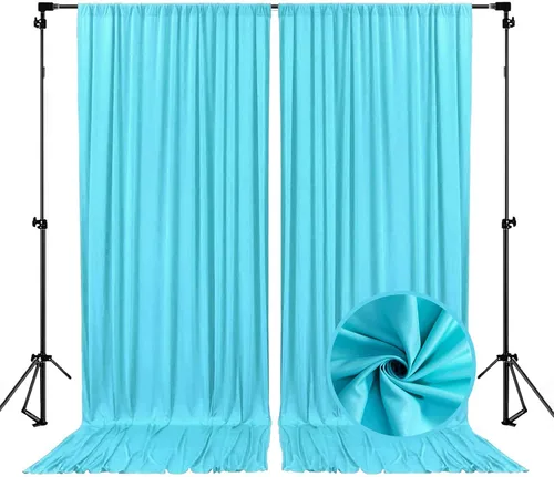 Vista 10 de Cortina de fondo azul de 10 x 7 pies para fiesta, cortinas de fondo para sesión de fotos, cumpleaños, boda, Halloween, Acción de Gracias, Navidad