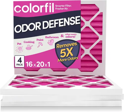 Vista 50 de Colorfil - Filtro de aire de 12 x 12 x 1 pulgadas, filtros que cambian de color para olores de gatos y perros, filtro de aire acondicionado MERV 8