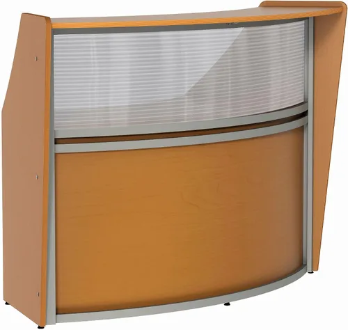 Vista 22 de Linea Italia Oficina curvada, transparente, fácil de montar, mostrador de recepción de 3 paneles para vestíbulo, salón, 142 x 71 pulgadas