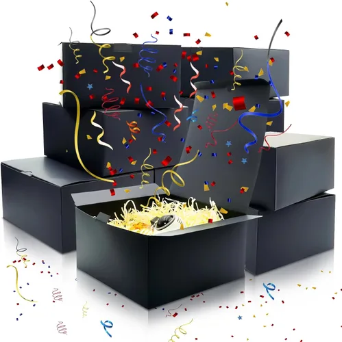 Vista 8 de opaprain Paquete de 10 cajas de regalo negras de 6 x 6 x 4 pulgadas con tapa, papel reciclable adecuado para bodas, festivales, regalos, graduación