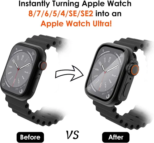 Vista 2 de WINGLE Funda impermeable 2 en 1 para Apple Watch de 1.732 pulgadas (1.732 in) Series 6, 5, 4 SE 【Parece Apple Watch Ultra】, paquete de 2 cubiertas