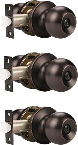 Vista 22 de Probrico Paquete de 1 pomo redondo para puerta de cama/baño, función de privacidad para baño/dormitorio, manija
