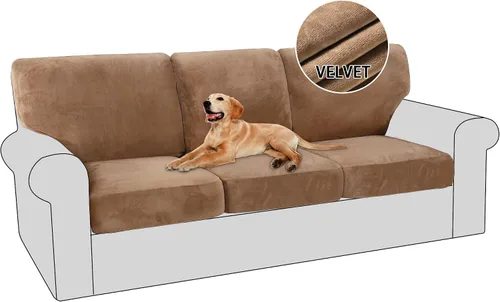 Vista 18 de PrinceDeco Fundas para sillas de terciopelo de varias piezas, fundas de cojín para sofá, fundas de cojín lavables, fundas de cojín de asiento