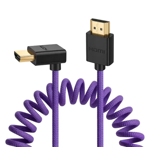 Vista 30 de 8K HDMI a abajo HDMI de alta velocidad negro en espiral trenzado cable para Sony A7S3 FX3 FX9 Canon C70 Z CAM E2 cámara Atomos Ninja V Shinobi Cable