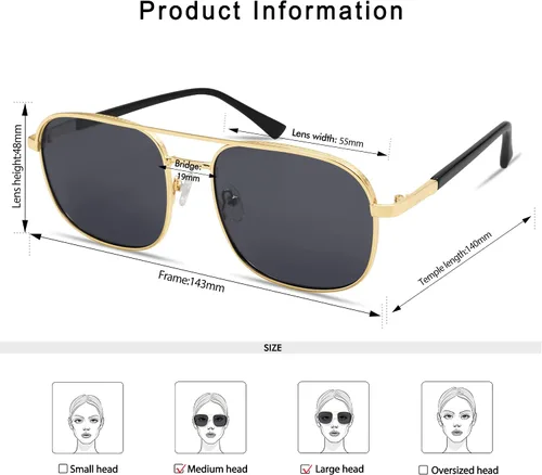 Vista 4 de Appassal Retro Polarized Aviator Sunglasses For Women Vintage Rectangular Metal Round Frame Sunnies AP3663