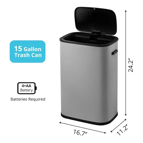 Vista 6 de Fashionwu Basurero de cocina de 55 litros/14.5 galones, bote de basura automático con sensor de movimiento y sin tacto, diseño silencioso