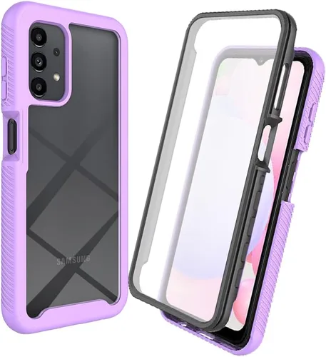 Vista 17 de Funda para Samsung Galaxy A13 LTE 4G, Samsung A13 LTE Funda para teléfono con protector de pantalla integrado, cubierta trasera delgada transparente