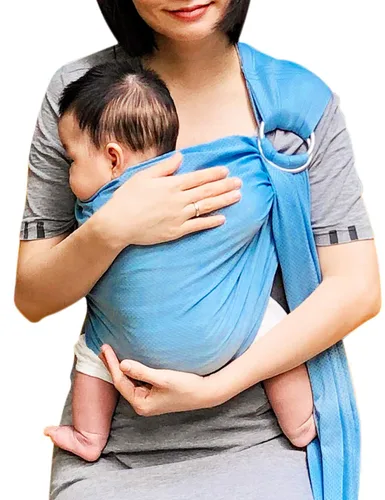 Vista 10 de Bandolera ajustable con anillo de aluminio para transportar bebés, Talla única, Azul