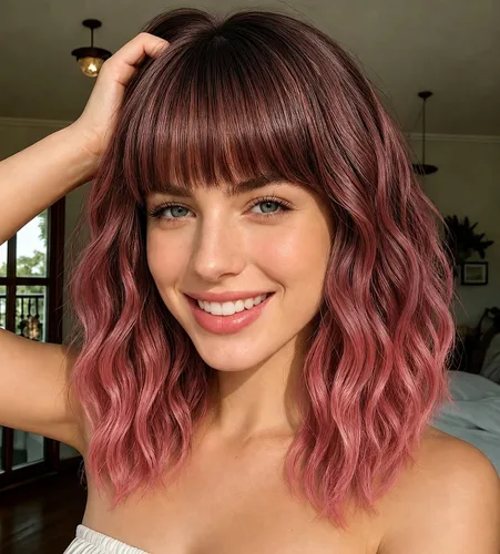 Vista 21 de Peluca negra con flequillo para mujeres negras, cabello rizado y ondulado de 14 pulgadas Negro