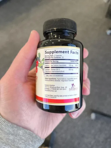 Vista 3 de Suplemento de pastillas de extracto de arándano, 500 mg por porción de extracto de arándano con vitamina C, apoyo a la salud del tracto urinario