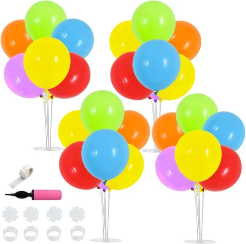 Vista 24 de TONIFUL Juego de 4 centros de mesa de globos de color negro, azul