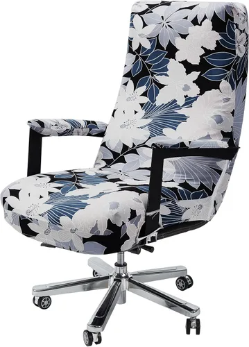 Vista 9 de WOMACO Fundas para silla de oficina, funda elástica para silla de computadora con fundas para reposabrazos, fundas universales para silla de jefe