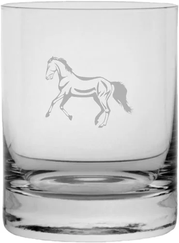 Vista 11 de Abaco Barb - Vaso de whisky con temática de caballo grabado (10.25 onzas)