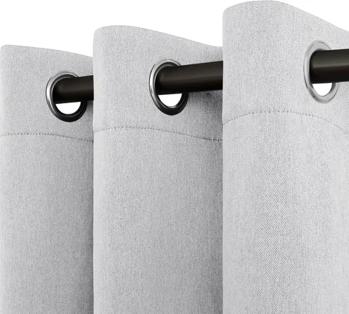Vista 14 de Easy-Going - Cortinas opacas con aspecto de lino para oscurecer la habitación, con ojales para ventana, cortinas para dormitorio, sala de estar