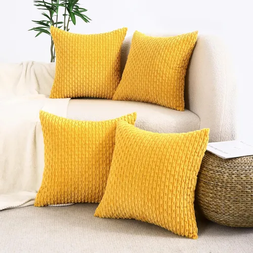 Vista 9 de VAKADO - Juego de 4 fundas de almohada decorativas negras de 16 x 16 pulgadas para sofá, pana neutra, decoración rústica de estilo granja para sala