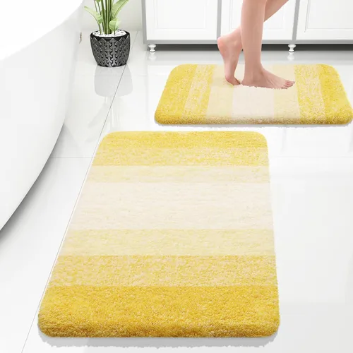Vista 105 de OLANLY - Juego de tapetes para baño de 2 piezas, de microfibra, suaves y absorbentes, antideslizantes, lavables a máquina y para secadora, felpudos