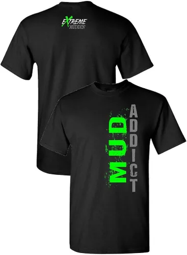 Vista 2 de Extreme Muddin Adicto al barro en una camiseta negra, Negro