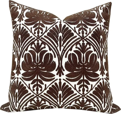 Vista 23 de Slow Cow - Funda de almohada decorativa con bordado, funda de almohada para sofá, funda de almohada de 20 x 20 pulgadas, gris