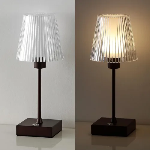 Vista 5 de JONATHAN Y JYL7225A - Lámpara LED recargable portátil de bronce aceitado de 12.5 pulgadas, con pantalla acrílica acanalada transparente, regulable