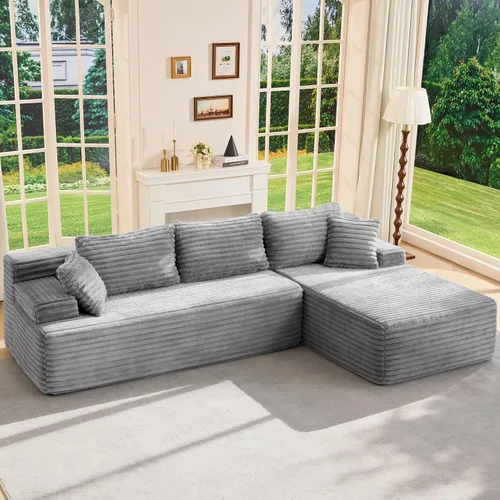 Vista 62 de Hobestluk - Sofá modular sin hueso, sofá seccional en forma de L 96" Right Facing Chaise Black,Memory Foam,Removable Cover,Non-slip Bottom,No