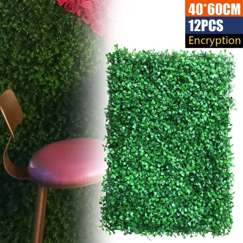 Vista 7 de 12 paneles de pared de plantas artificiales, tapete de boj artificial para pared, telón de fondo de pared de seto artificial, panel de valla