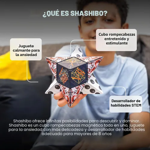 Vista 2 de Shashibo DODECA - Cubo magnético de rompecabezas, juguete para aliviar