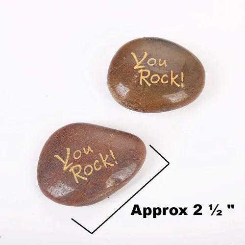 Vista 3 de RockImpact You Rock - 50 piezas de regalos de rock You are amazing grabadas inspiradoras rocas de fe, regalos novedosos, agradecimiento, gratitud