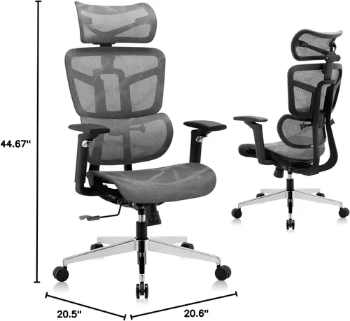 Vista 3 de Silla ergonómica de oficina con respaldo alto, silla de escritorio de oficina en casa, silla de malla con respaldo ajustable, silla de computadora