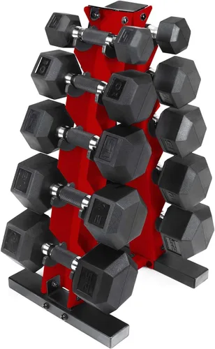 Vista 32 de CAP Barbell Juego de mancuernas hexagonales recubiertas de 150 libras con estante vertical Múltiples opciones