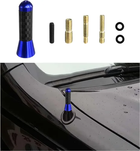 Vista 18 de Dickno Antena corta para automóvil, antena de radio de aluminio de 1.37 pulgadas, repuesto de mástil, antena de recepción de radio AM/FM automática