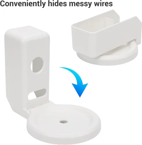 Vista 3 de Soporte de pared apto para Dot 4 5, diseño de ahorro de espacio, gestión de cables, material ABS, altavoz inteligente ABS que ahorra espacio, Blanco