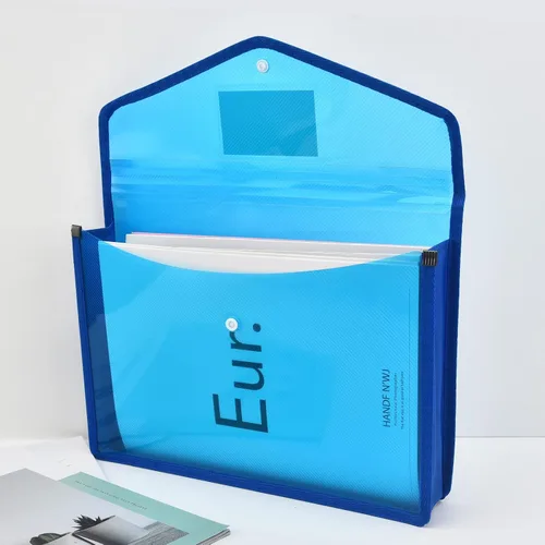 Vista 9 de Carpeta organizadora de documentos expandible con botón a presión, bolsa transparente impermeable para documentos, expansión de 2.8 pulgadas