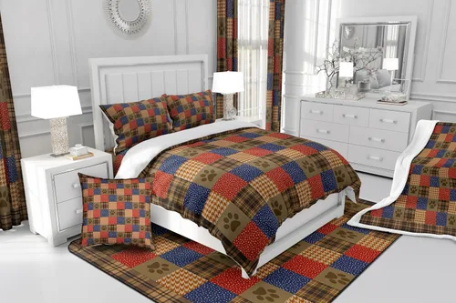 Vista 6 de Manfei Juego de sábanas con estampado de patas de perro, tamaño individual, juego de ropa de cama de huellas de animales para decoración de Multi 01