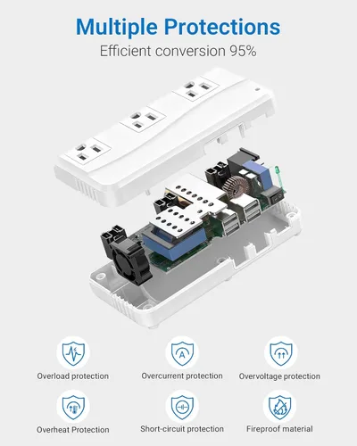 Vista 9 de BESTEK - Convertidor de 220 V a 110 V, convertidor de voltaje de CA de 300 W de EE. UU. a Europa con 2 USB-C (PD20w), convertidor de potencia Blanco