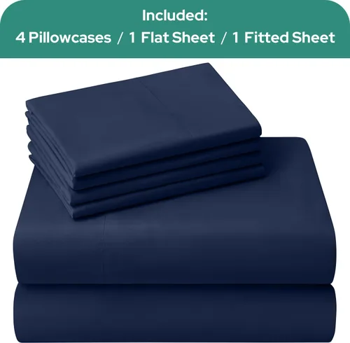 Vista 10 de HOMEIDEAS Sábanas de cama tamaño completo – Juego de 6 piezas (azul aguamarina) – Sábanas de ropa de cama de microfibra cepillada extra suave