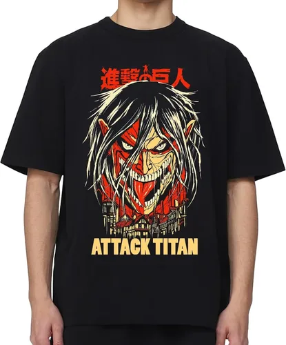 Vista 2 de Attack on Titan Camiseta de manga japonesa para hombres, mujeres, jóvenes, niños, figuras de anime, camisetas con póster para niños y niñas