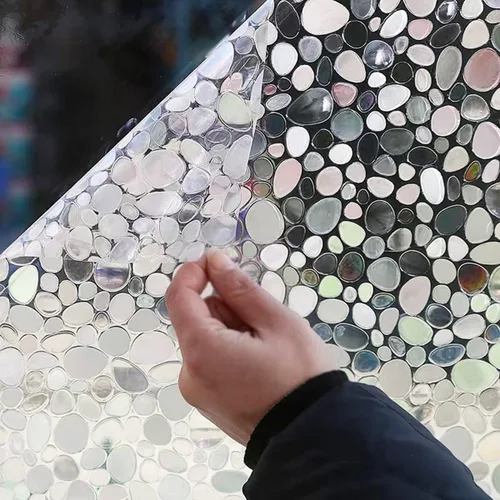 Vista 8 de Película decorativa de privacidad para ventana, no adhesiva, reutilizable, control de calor, bloqueo de luz UV, cubiertas de vinilo para ventanas