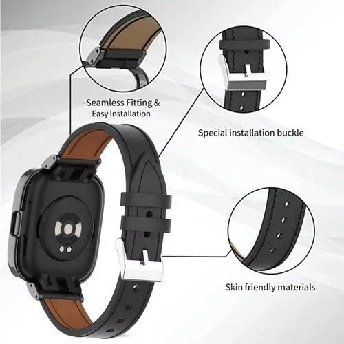 Vista 5 de Compatible con Xiaomi Redmi Watch 3 Active Bands, correa de repuesto de cuero para pulsera con marco de metal para Redmi Watch 3 Active