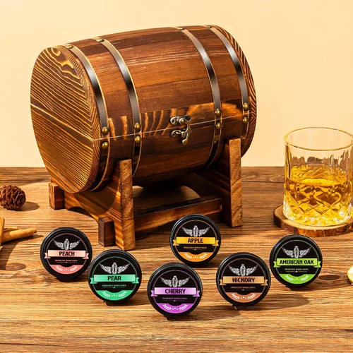 Vista 5 de INSISART Chips de madera para ahumar whisky, 6 sabores de manzana, cereza, roble, pera, durazno, nogal, chips naturales para cócteles, anticuado