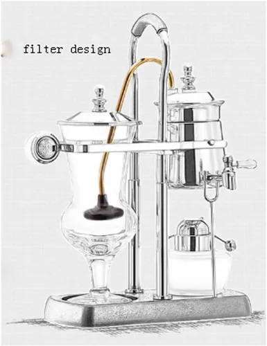 Vista 4 de JITEM Cafetera Belgium - Cafetera de lujo con sifón de equilibrio familiar real, diseño elegante, estilo retro con mango en U, olla de sifón
