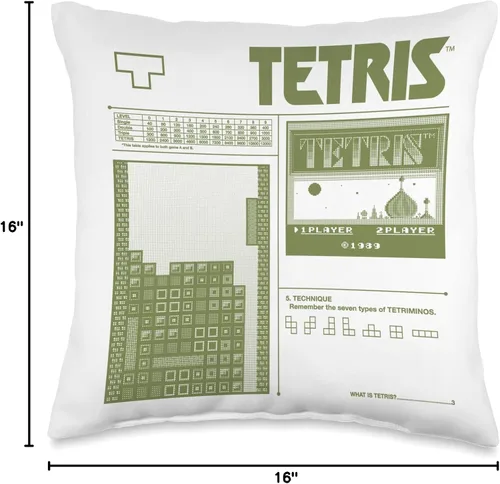 Vista 4 de Tetris 8-Bit - Cojín moderno, 16 x 16 pulgadas, multicolor
