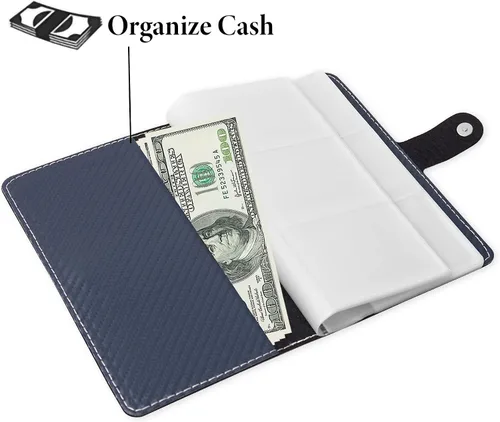 Vista 4 de Organizador de tarjetas de visita, soporte para tarjetas de visita, funda de piel sintética, organizador de tarjetas de identificación con nombre