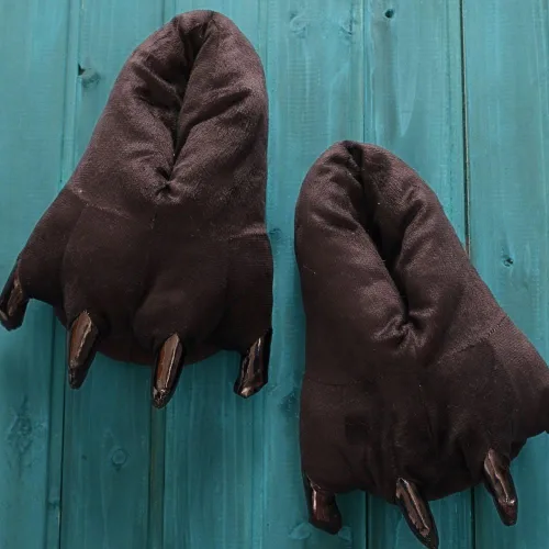 Vista 3 de MizHome Pantuflas unisex de garra de animal de tacto suave para el hogar, ideales para disfraces Negro